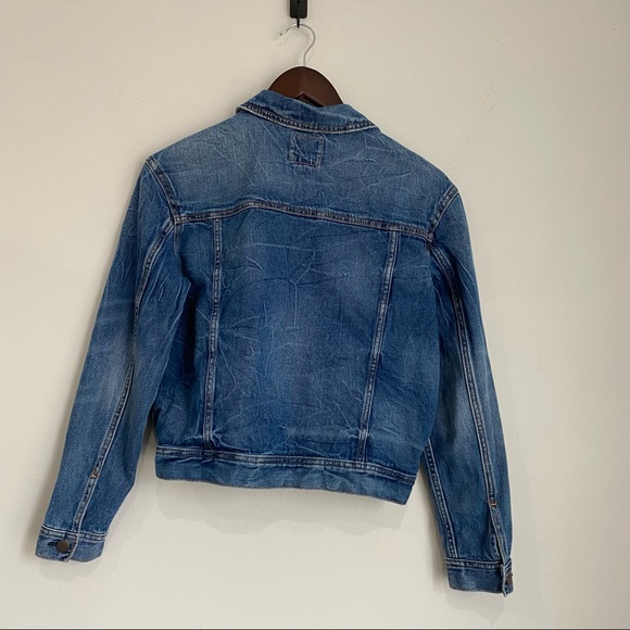 AMERICAN EAGLE Womens Small Medium Wash Button Front Casual Jean Jacket - Picture 4 of 5